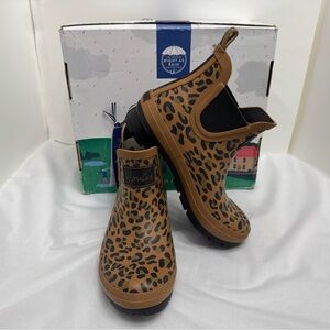 Joules  Leopard Chelsea Rain Boots - Brown/Black